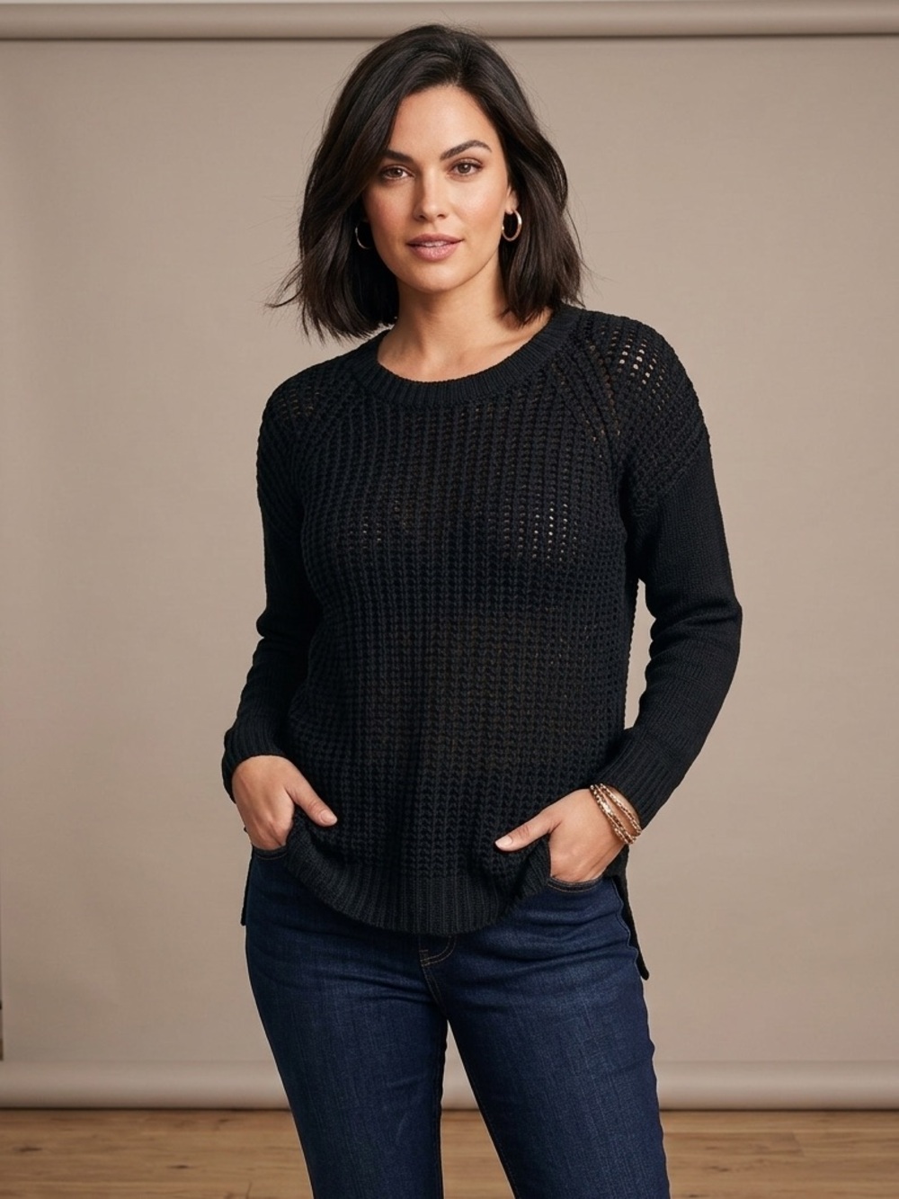 The Fisher Project Sweater merino wool blend women's size small black knit